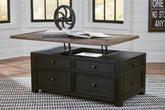 Prime Furniture - Ashley Furniture - Tyler Creek Coffee Table with Lift Top - Lift Top Cocktail Table / Grayish Brown/Black - T736-20